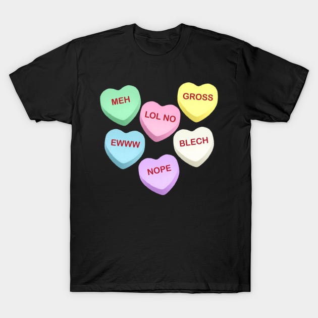 Rude Candy Hearts T-Shirt by tommartinart